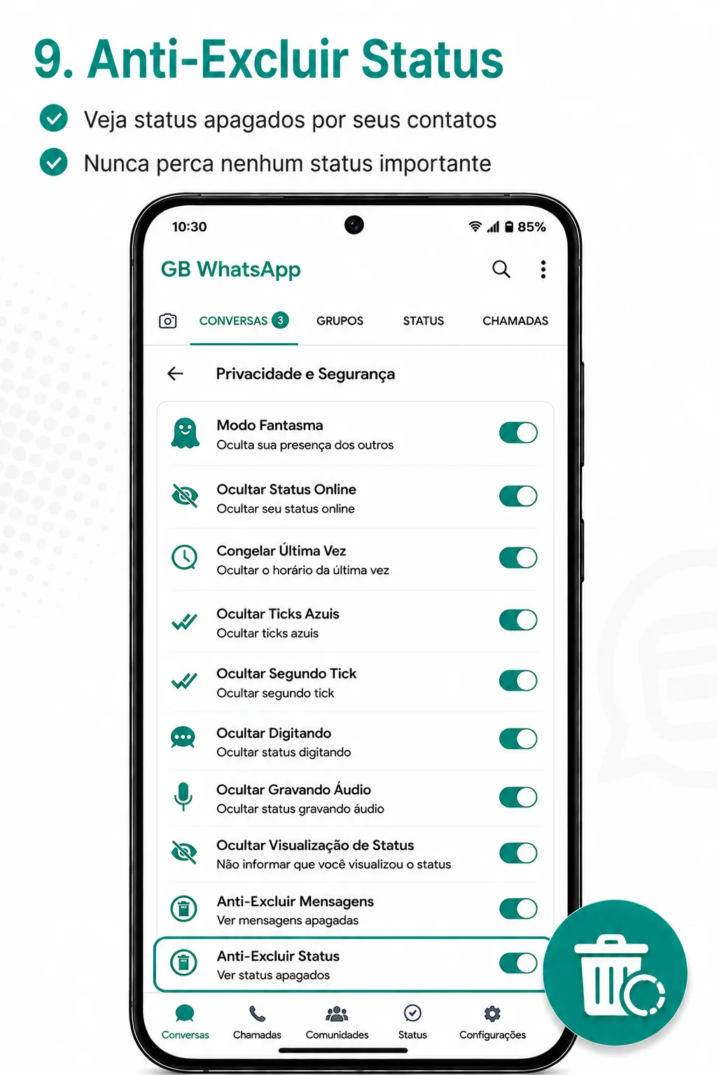Anti-excluir status no WhatsApp GB APK